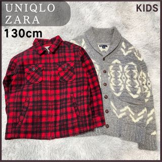 ユニクロ(UNIQLO)のキッズ フリース カーディガン ザラ ユニクロ 130cm 長袖 セット まとめ(ジャケット/上着)