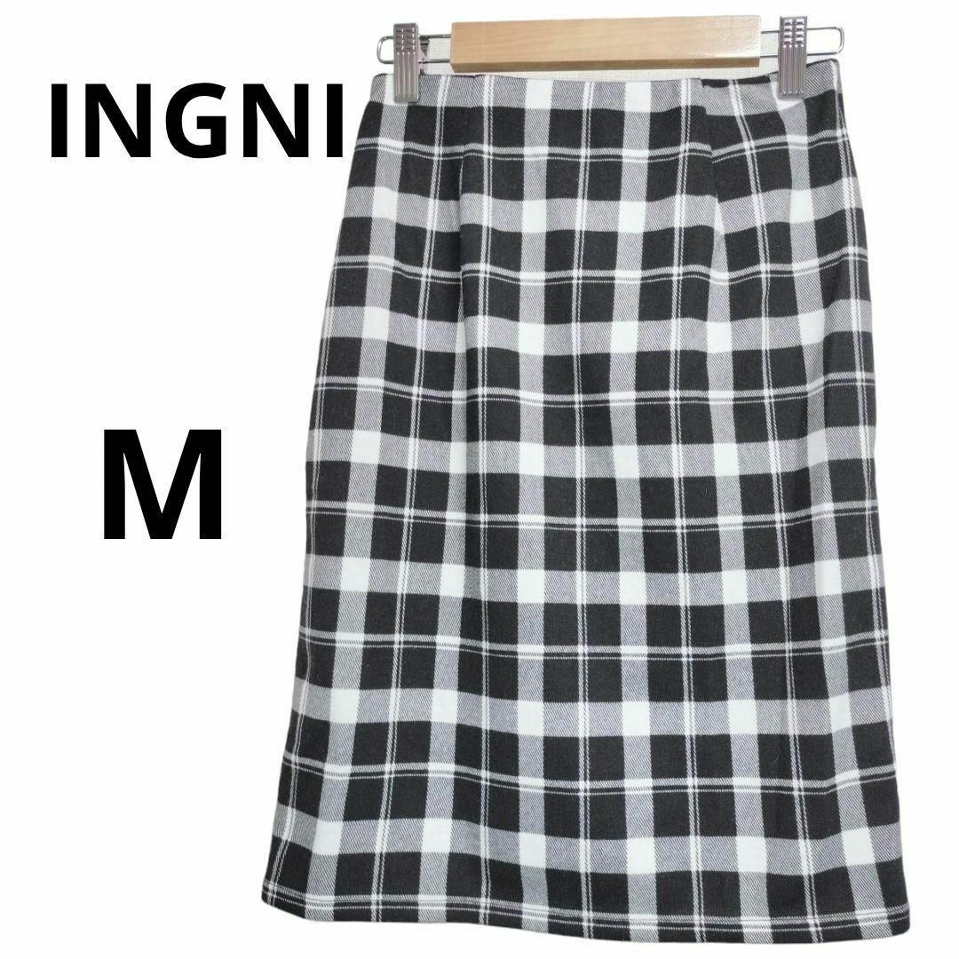 INGNI(イング)の【INGNI】イング スカート（M）チェック ヒザ丈 ジップアップ レディース レディースのスカート(ひざ丈スカート)の商品写真