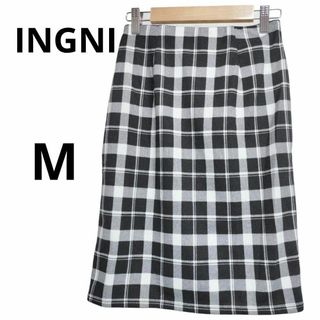 イング(INGNI)の【INGNI】イング スカート（M）チェック ヒザ丈 ジップアップ レディース(ひざ丈スカート)