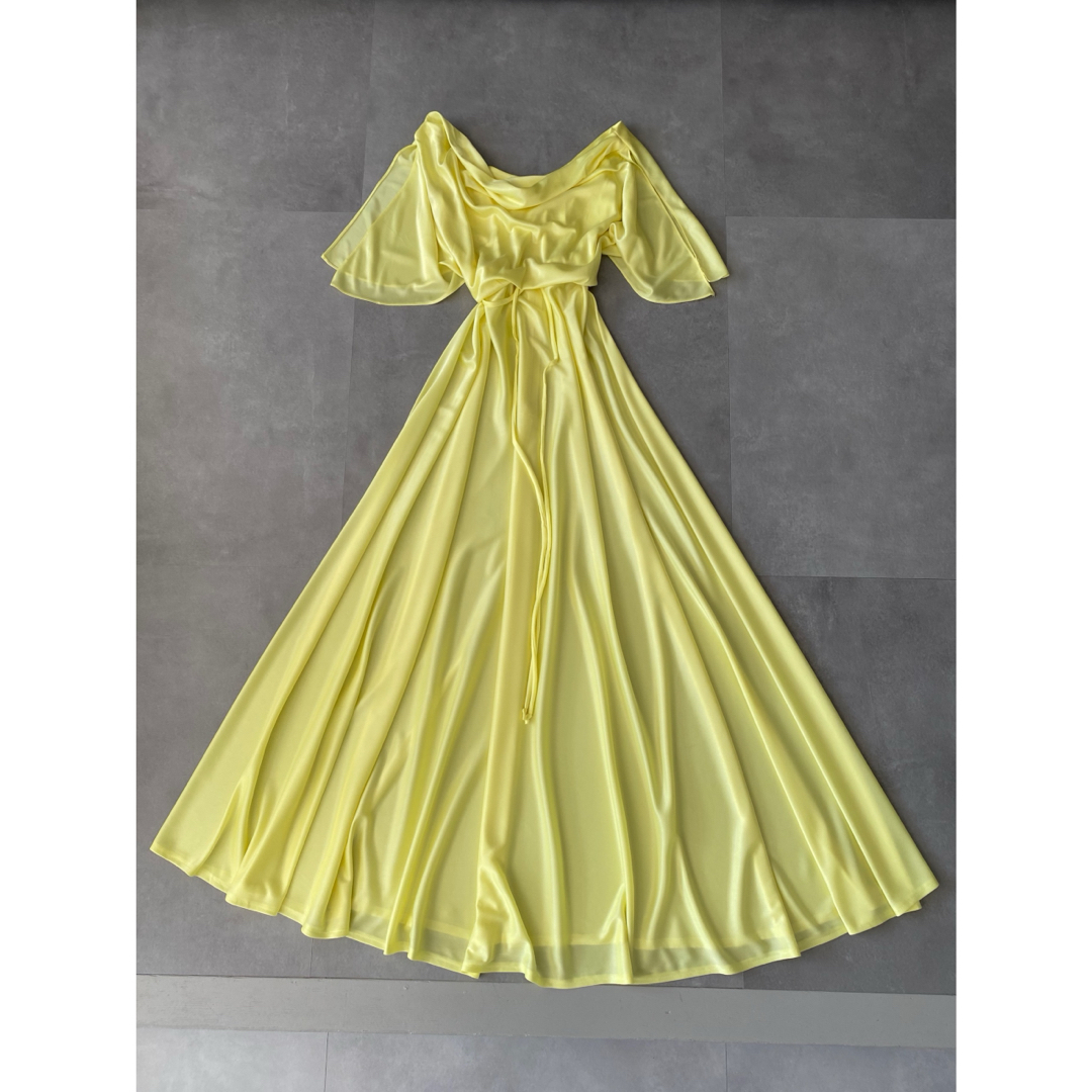 古着 アンティーク ビンテージ レモン イエロー70s ドレス ワンピース 美品 レディースのワンピース(ロングワンピース/マキシワンピース)の商品写真