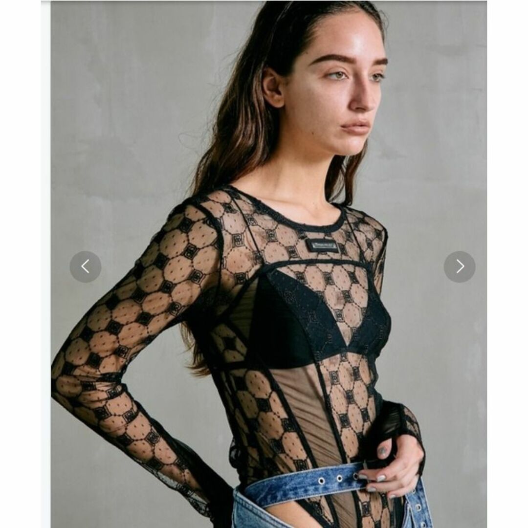 MAISON SPECIAL - プランクプロジェクト Monogram Lace Bodysuitレーストップ黒