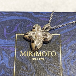 ミキモト(MIKIMOTO)のMIKIMOTO silver925 パールネックレス　フラワー　真珠　花(ネックレス)