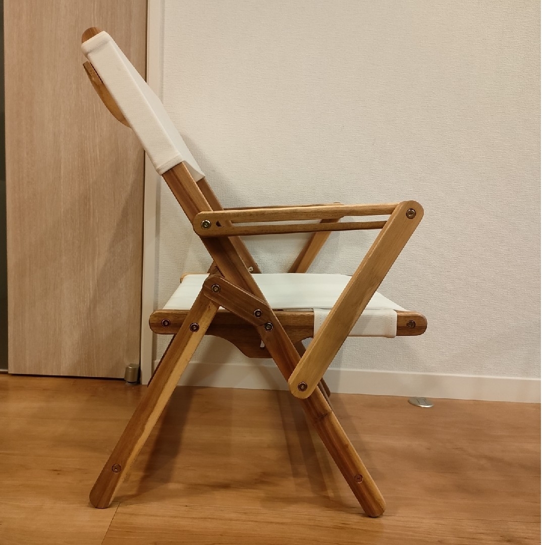 アカシア 折り畳みファブリックチェア アイボリー インテリア/住まい/日用品の椅子/チェア(折り畳みイス)の商品写真