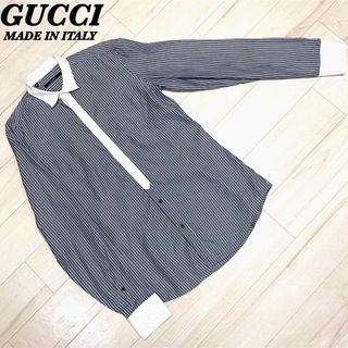 グッチ(Gucci)のGUCCI グッチ ストライプ クレリックシャツ イタリア製 ハイブランド 高級(シャツ)