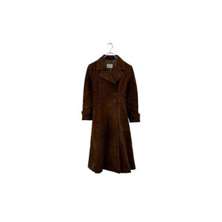 Ecole brown leather coat レザーコート ブラウン サイズ11 ロング アウター レディース ヴィンテージ 8(ロングコート)