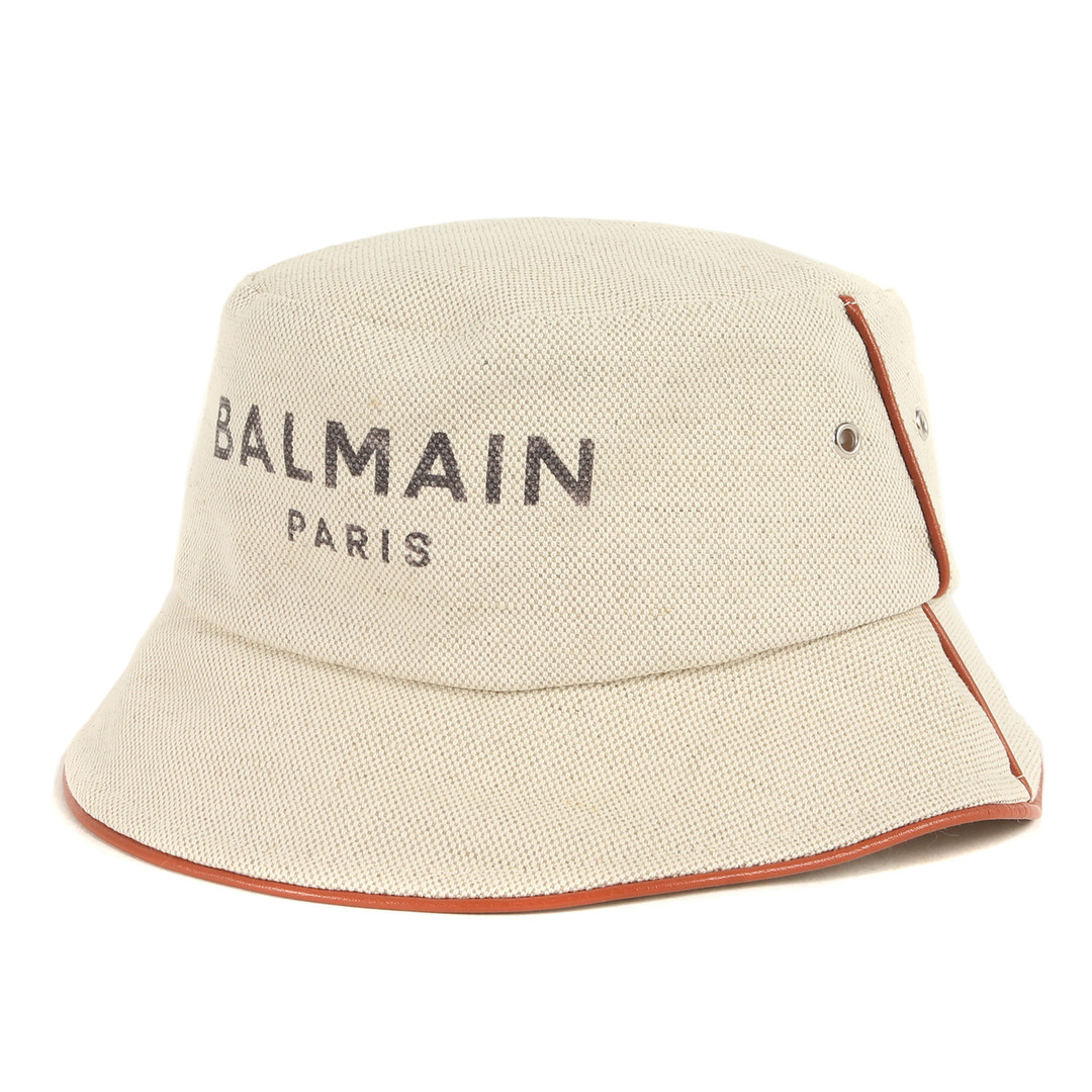 BALMAIN(バルマン)の美品 BALMAIN バルマン ハット サイズ:2 23SS ブランドロゴ キャンバス バケットハットCotton and leather B-Army bucket hat ナチュラル ブランド 帽子【メンズ】【中古】 メンズの帽子(ハット)の商品写真