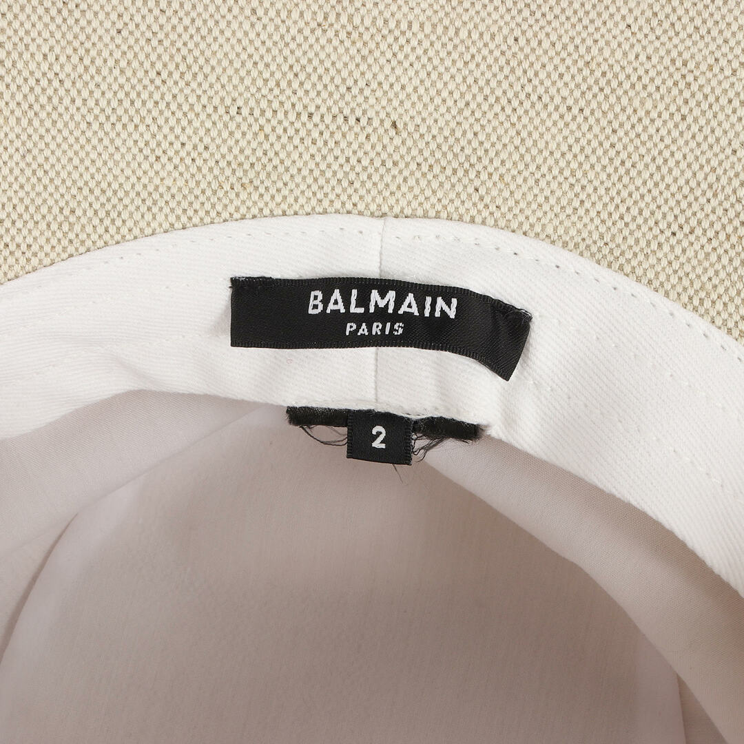 BALMAIN(バルマン)の美品 BALMAIN バルマン ハット サイズ:2 23SS ブランドロゴ キャンバス バケットハットCotton and leather B-Army bucket hat ナチュラル ブランド 帽子【メンズ】【中古】 メンズの帽子(ハット)の商品写真