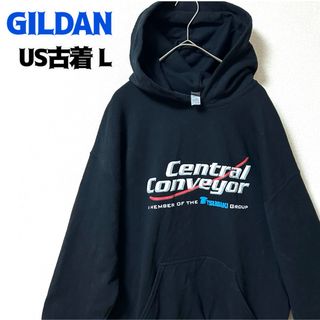 ギルタン(GILDAN)のUS古着 GILDAN スウェットパーカー 企業 ブラック L プルオーバー(パーカー)