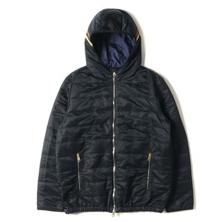 ポールスミス(Paul Smith)の美品 Paul Smith ポールスミス ジャケット サイズ:XL 22AW ストライプ ポイント フード ダウンジャケット 223175 612XB ダブルジップ パテッド ブルゾン アウター 上着 中わた ダークネイビー 紺【メンズ】【中古】(その他)