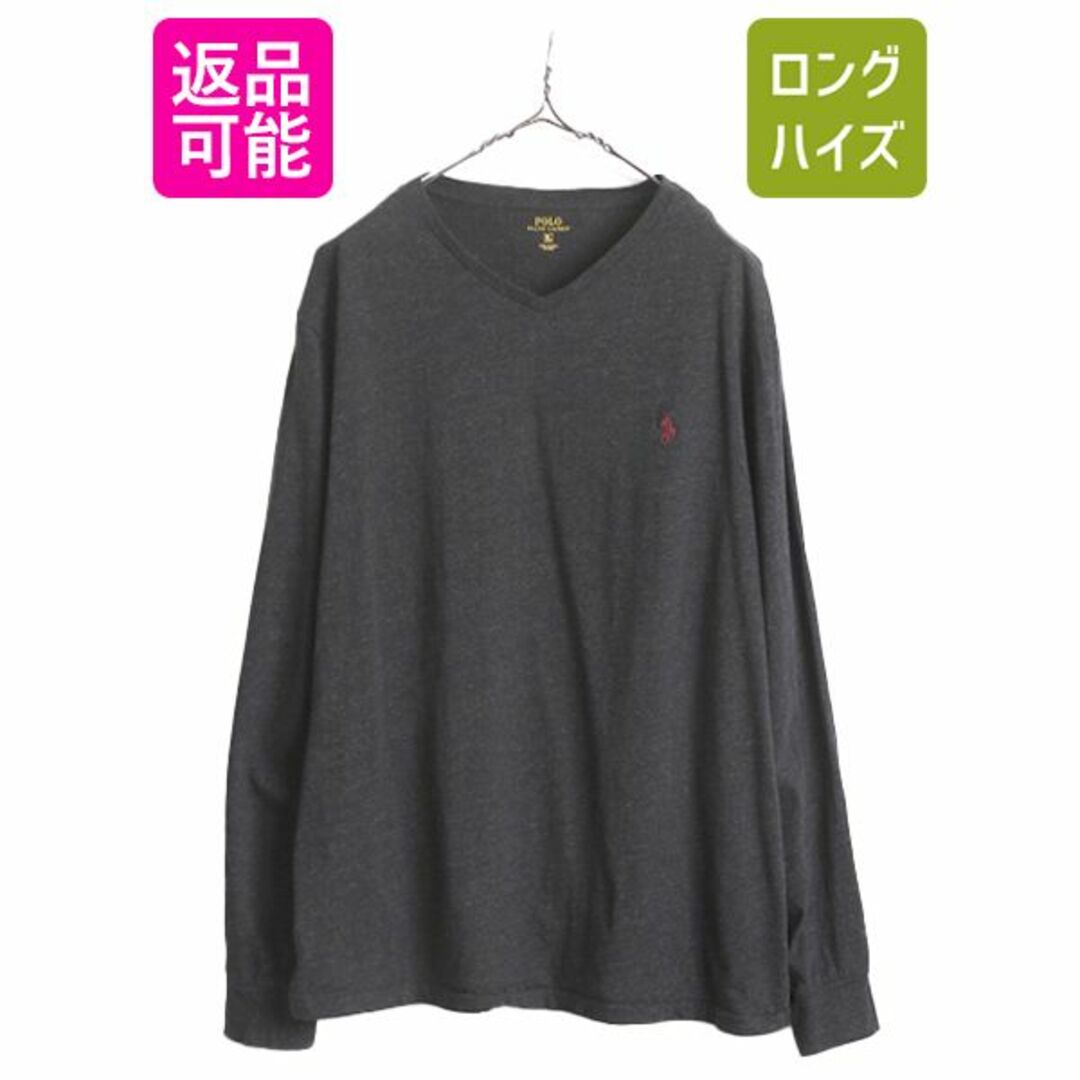 Ralph Lauren(ラルフローレン)のポロ ラルフローレン Vネック 長袖 Tシャツ メンズ XL 古着 POLO ロンT コットン ワンポイント ポニー刺繍 ロゴT 大きいサイズ カットソー メンズのトップス(Tシャツ/カットソー(七分/長袖))の商品写真