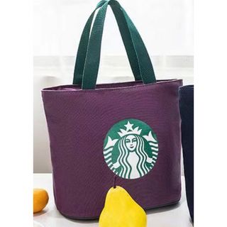 スターバックス(Starbucks)の新品未使用　スターバックス ジッパー開閉　ハンドバッグ　紫　小物入れ(ハンドバッグ)