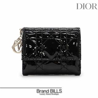 クリスチャンディオール(Christian Dior)の未使用品 ディオール レディディオール ロータスウォレット 折り財布 三つ折り S0181OVRB ブラック パテントカーフスキン(財布)