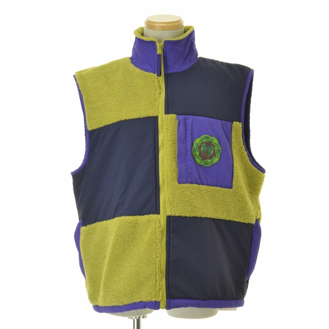 【BRAINDEAD】PANELED FIELD VEST NAVY/LIME メンズのトップス(ベスト)の商品写真