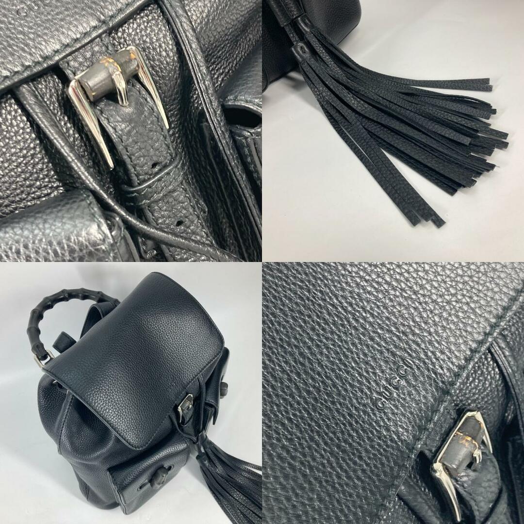 Gucci(グッチ)のグッチ GUCCI バックパック フリンジ タッセル 370833 バンブー カバン リュックサック レザー ブラック レディースのバッグ(リュック/バックパック)の商品写真