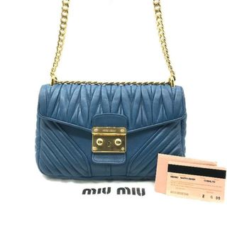 ミュウミュウ(miumiu)の良品 MiuMiu ミュウミュウ ロック金具 マテラッセ レザー チェーン ショルダー バッグ ブルー a2517(ショルダーバッグ)