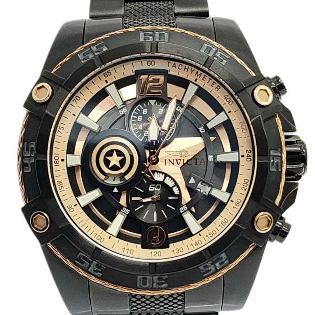 INVICTA(インビクタ)のINVICTA インビクタ マーベル クォーツ 腕時計 26795 キャプテンアメリカ ブラック 稼働品 付属品有り 【良品】 22402K496 メンズの時計(腕時計(アナログ))の商品写真