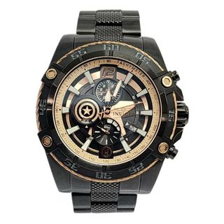 INVICTA インビクタ マーベル クォーツ 腕時計 26795 キャプテンアメリカ ブラック 稼働品 付属品有り 【良品】 22402K496