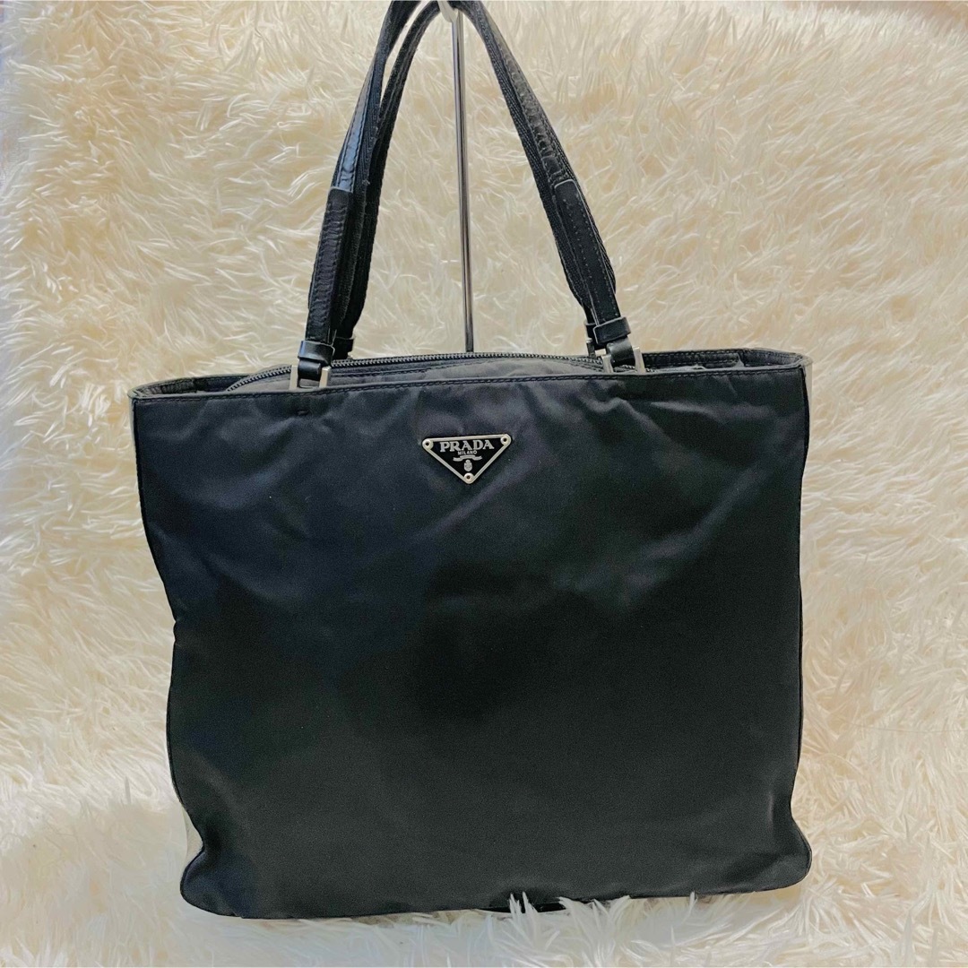 PRADA - 美品＊PRADA ハンド トートバッグ レザー ナイロン ブラック