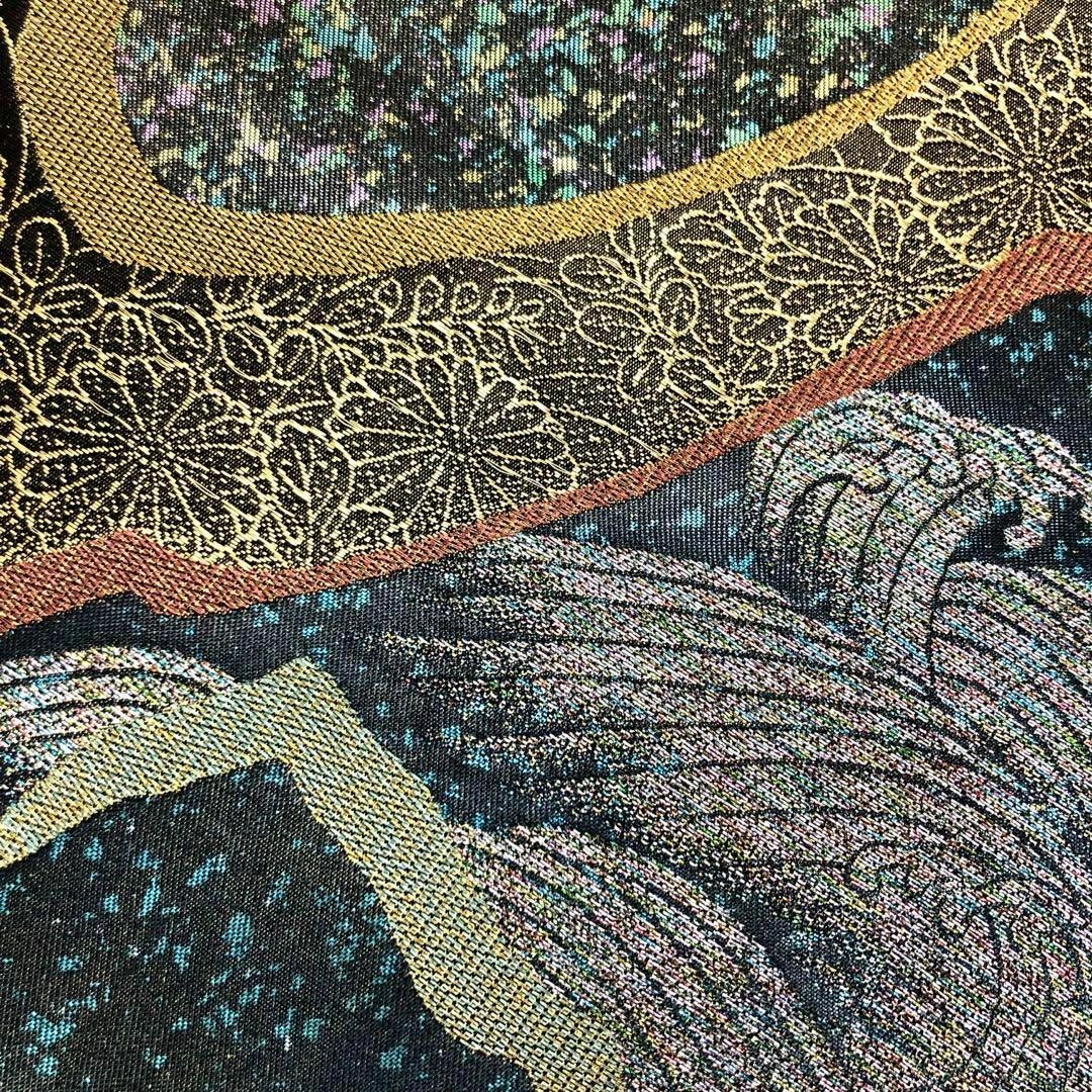袋帯 煌びやかな波柄 花柄模様 オーロラ箔 金銀糸 O-3301 袋帯 煌びやかな波柄 花柄模様 オーロラ箔 金銀糸 O-3301