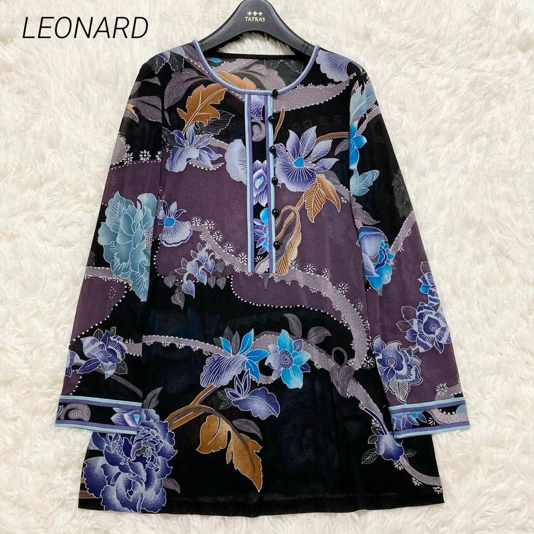 LEONARD - 美品♡ LEONARD チュニック 花柄 トリム カンカン 大きい