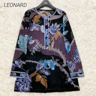 レオナール(LEONARD)の美品♡ LEONARD チュニック　花柄　トリム　カンカン　大きいサイズ 42(チュニック)