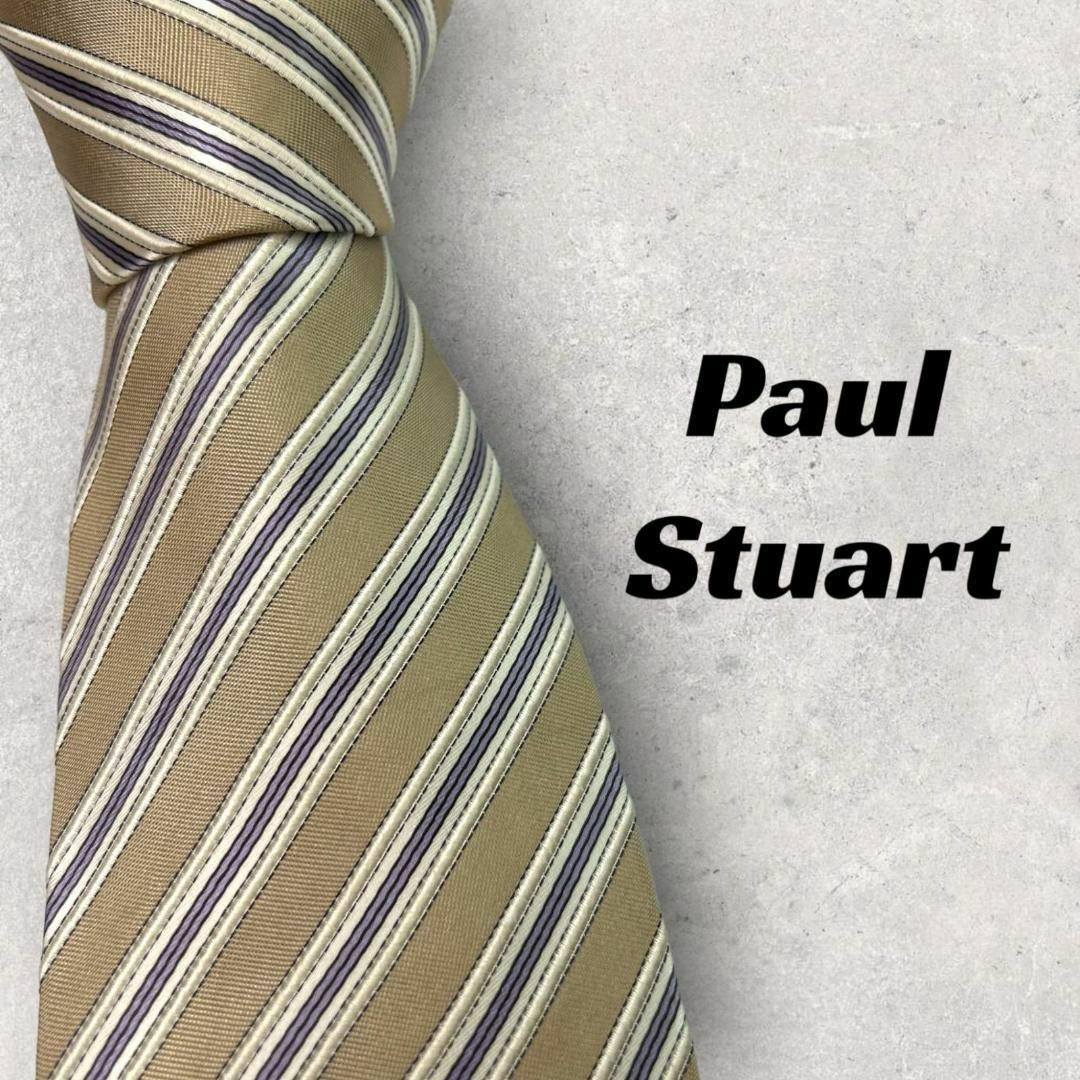 Paul Stuart(ポールスチュアート)の【5924】美品！ポールスチュアート　ネクタイ　ベージュ系　ストライプ メンズのファッション小物(ネクタイ)の商品写真