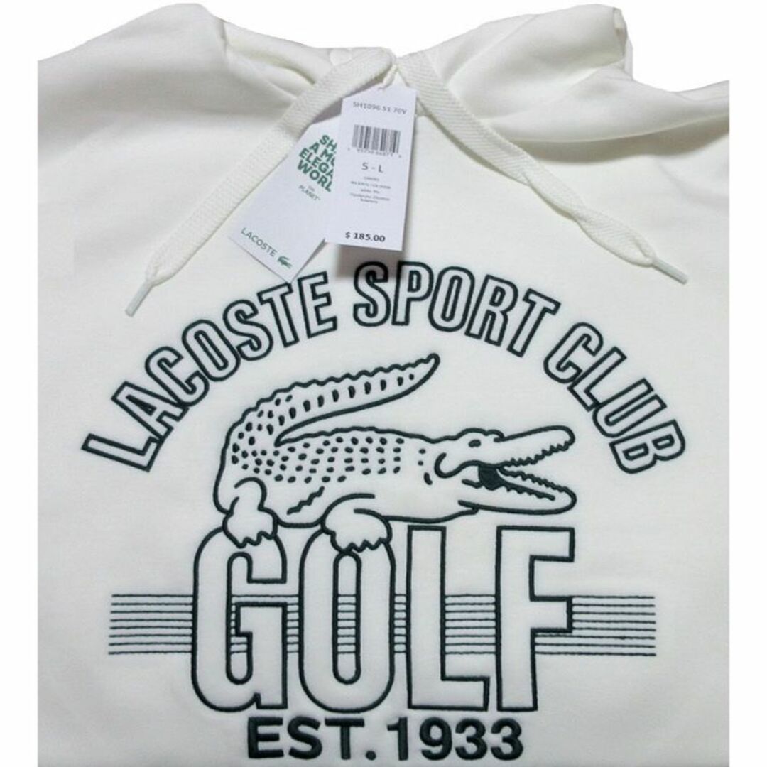 LACOSTE(ラコステ)のLacoste ラコステ ゴルフ ステッチ フーディー Lサイズ 白 ホワイト メンズのトップス(パーカー)の商品写真