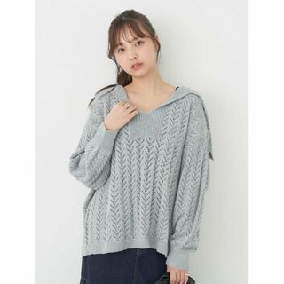 アースミュージックアンドエコロジー(earth music & ecology)の【ライトグレー】ビッグカラーニットプルオーバー レディース/春/24SS(ニット/セーター)