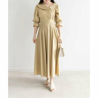 ランダ(RANDA)の【BEIGE】ウエストタックシャツワンピース(ロングワンピース/マキシワンピース)