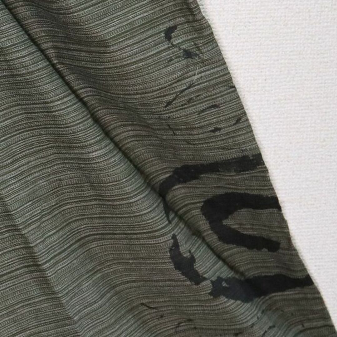 【新品】ぐるぐる柄のゆったりコットンサルエルパンツ　モスグリーン系 メンズのパンツ(サルエルパンツ)の商品写真