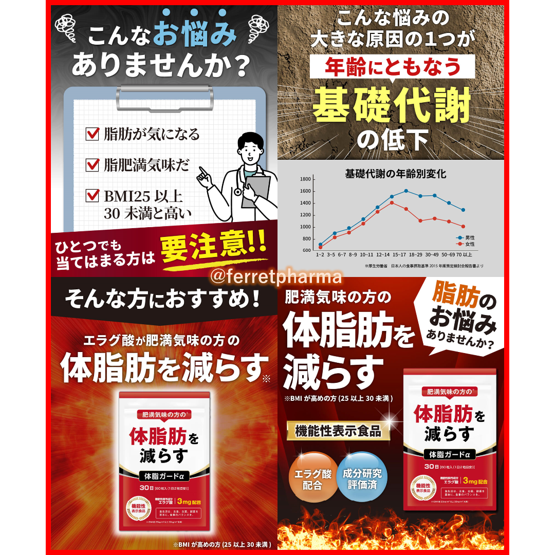 DUEN 機能性表示食品 体脂ガードα 60粒 30日分 1袋 エンタメ/ホビーのエンタメ その他(その他)の商品写真