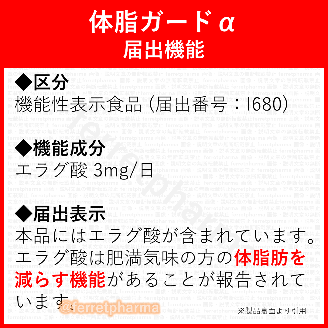 DUEN 機能性表示食品 体脂ガードα 60粒 30日分 1袋 エンタメ/ホビーのエンタメ その他(その他)の商品写真