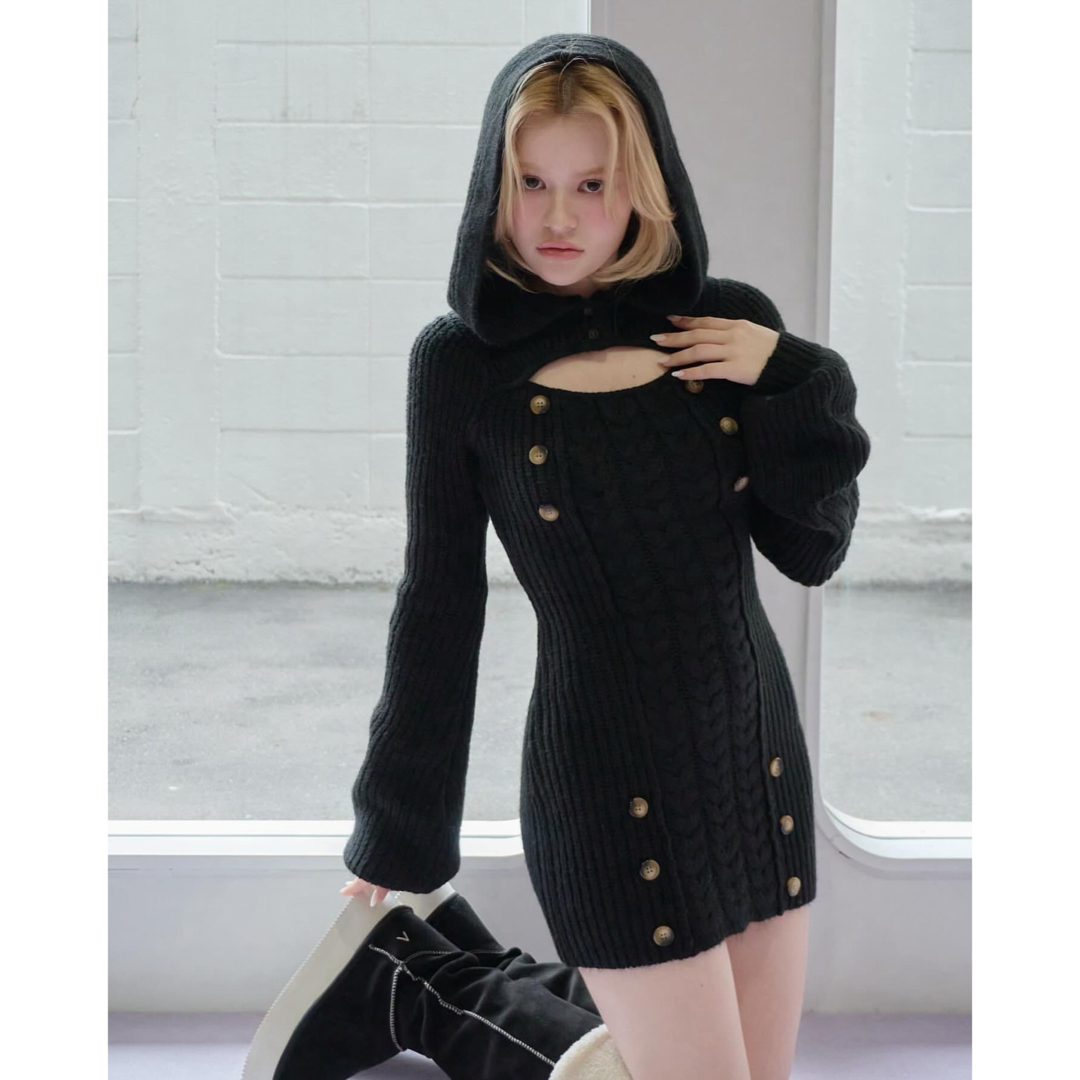 andmary Elsie knit mini dress ブラックの通販 by 🖤｜ラクマ