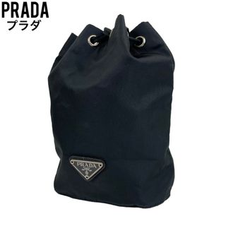 プラダ(PRADA)の✨良品　PRADA プラダ　ポーチ　バニティ　巾着　三角ロゴ　ブラック　黒(ポーチ)