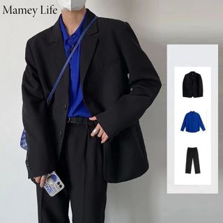 Mamey Life韓国風、ハンサム、黒いスーツ、コート、男性、三点セットスーツ(セットアップ)