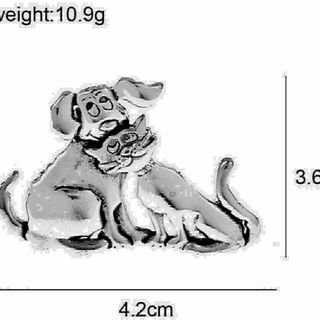 犬猫ブローチ／ペンダントトップ2way❤シルバー系 バッジ アンティーク