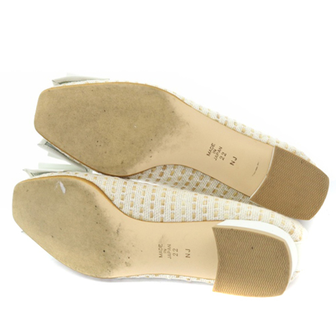 DIANA(ダイアナ)のダイアナ ツイード リボン パンプス ローヒール 22cm べージュ 白 レディースの靴/シューズ(ハイヒール/パンプス)の商品写真