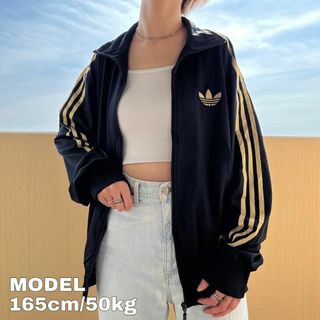 アディダス(adidas)のadidas アディダス トラックジャケット トレフォイル刺繍 黒 金 7720(その他)