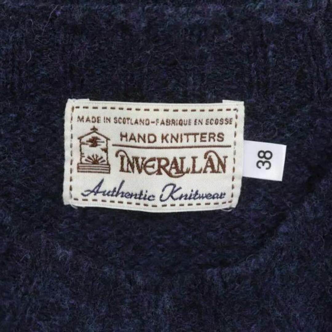 INVERALLAN(インバーアラン)のインバーアラン ウール クルーネックニット セーター 38 紫 紺 メンズのトップス(ニット/セーター)の商品写真