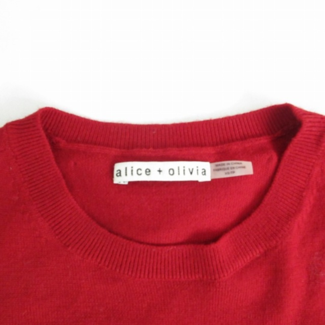 アリスオリビア ニット セーター 長袖 ウール レッド XS IBO48 レディースのトップス(ニット/セーター)の商品写真