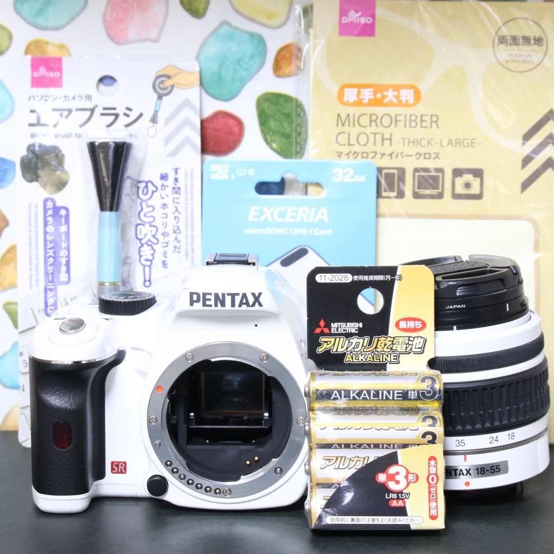 PENTAX(ペンタックス)の♥︎◇PENTAX k-x  ◇ショット数極少 ◇スマホ転送 ◇ホワイト スマホ/家電/カメラのカメラ(デジタル一眼)の商品写真