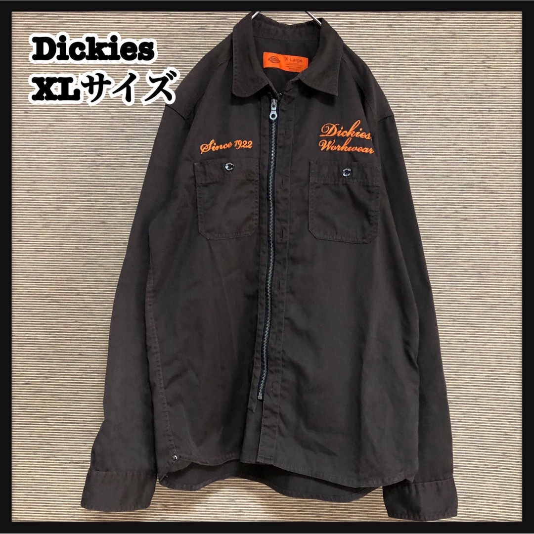 Dickies(ディッキーズ)の【ディッキーズ】ワークシャツ　アウター　ブルゾン　こげ茶　刺繍　ワンポイント２３ メンズのジャケット/アウター(その他)の商品写真