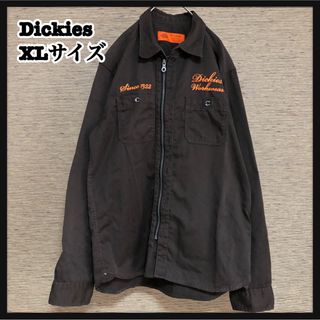 Dickies - 【ディッキーズ】ワークシャツ　アウター　ブルゾン　こげ茶　刺繍　ワンポイント２３