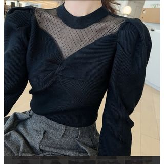 ザラ(ZARA)のmoripon ドットレースニット　トップス(ニット/セーター)