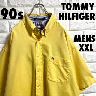 トミーヒルフィガー(TOMMY HILFIGER)の90s トミーヒルフィルガー　半袖シャツ　刺繍ロゴ　メンズXXLサイズ相当(シャツ)