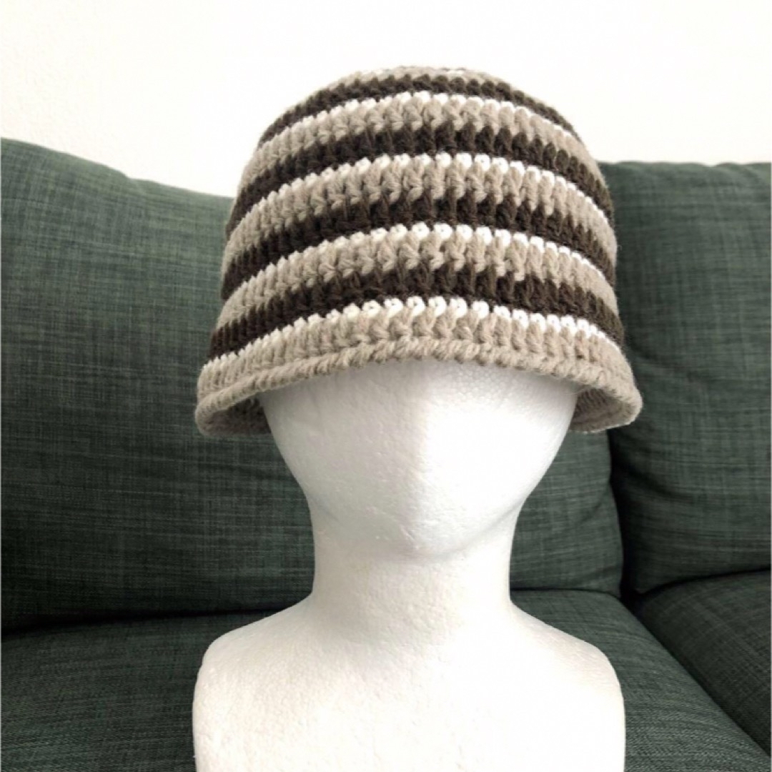 ボーダー【クロッシェハット】バケハ レディースの帽子(ハット)の商品写真