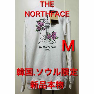 ザノースフェイス(THE NORTH FACE)の韓国限定.新品本物】 2024 ノースフェイス　さくら　トレーナー　M 白(スウェット)