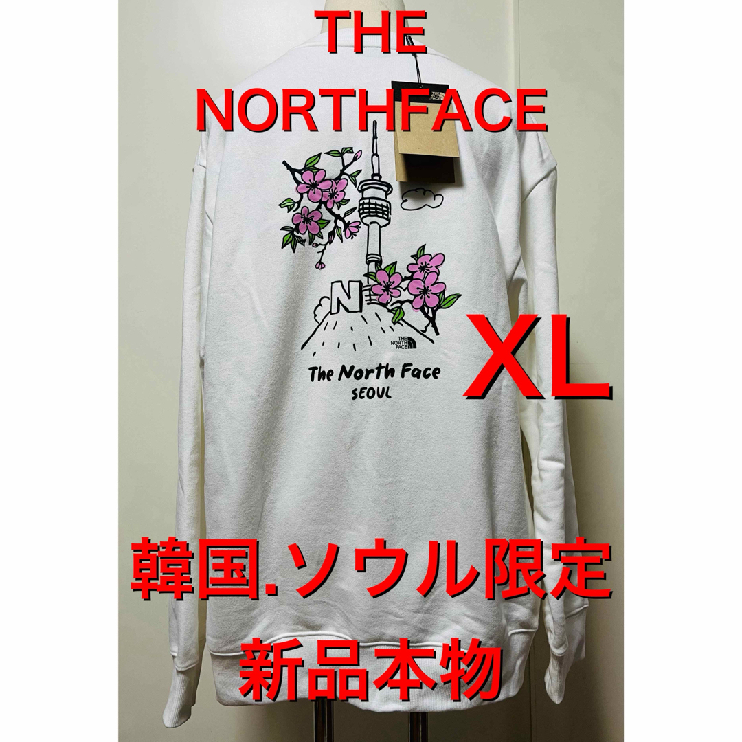 THE NORTH FACE(ザノースフェイス)の韓国限定.新品本物】 2024 ノースフェイス　さくら　トレーナー　XL 白 メンズのトップス(スウェット)の商品写真