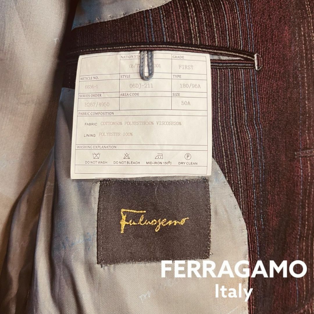Ferragamo(フェラガモ)の【フェラガモ】テーラードジャケット パープル マルチカラー L シングル ５０ メンズのジャケット/アウター(テーラードジャケット)の商品写真