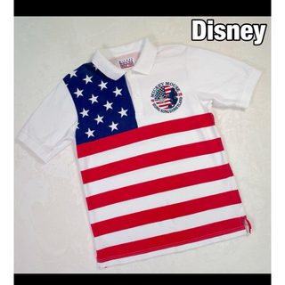 【Disney】美品 香港ディズニーランド限定 星条旗ポロシャツ ワッペン刺繍♪(ポロシャツ)